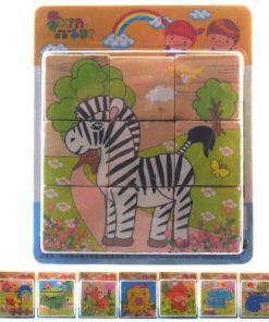 Εκπαιδευτικά παζλ-κύβοι ξύλινα 10,5x10,5εκ. διάφορα σχέδια