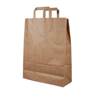 Next χάρτινη τσάντα καφέ με πλακέ χερούλι Υ41x32x12εκ. Δυνατότητα εκτύπωσης