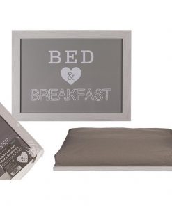 Δίσκος με μαξιλάρι "Bed - Breakfast" γκρι 41x28εκ.