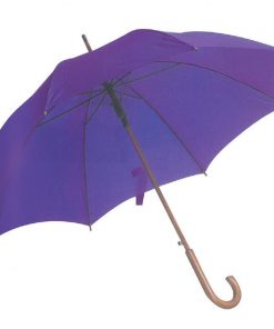 Ομπρέλα αυτόματη μωβ ξύλινη λαβή Ø105εκ.