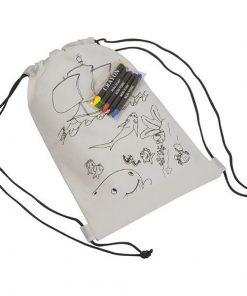 Τσάντα πλάτης λευκή για ζωγραφική με 5 κηρομπογιές Υ29,8x20.6x0.3εκ.