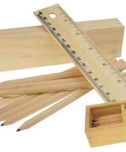 Ξυλομπογιές - χάρακας σε ξύλινη κασετίνα 8 χρώματα