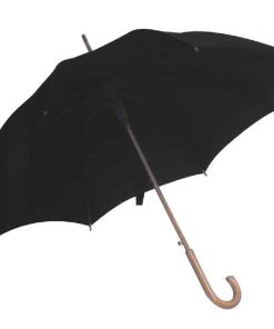 Ομπρέλα αυτόματη μαύρη ξύλινη λαβή Ø105εκ.