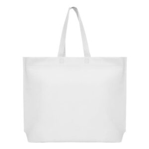 Τσάντα non woven λευκή Υ40x54x10εκ πιέτα. Δυνατότητα εκτύπωσης