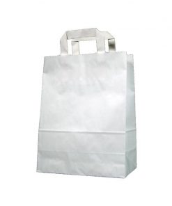 Next χάρτινη τσάντα άσπρη με πλακέ χερούλι Υ28x22x10εκ. Δυνατότητα εκτύπωσης