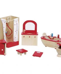 Goki σετ μπάνιο ξύλινο 7 τεμαχίων για κουκλόσπιτο.