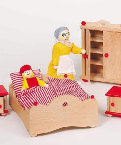 Goki σετ κρεβατοκάμαρας ξύλινο 4 τεμαχίων για κουκλόσπιτο.