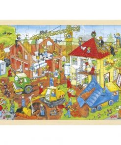 Goki παζλ ξύλινο "Εργοτάξιο" 30x40εκ. 96 τεμαχίων