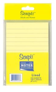 Αυτοκόλλητα χαρτάκια ριγέ κίτρινα 15x10εκ. 100φ.