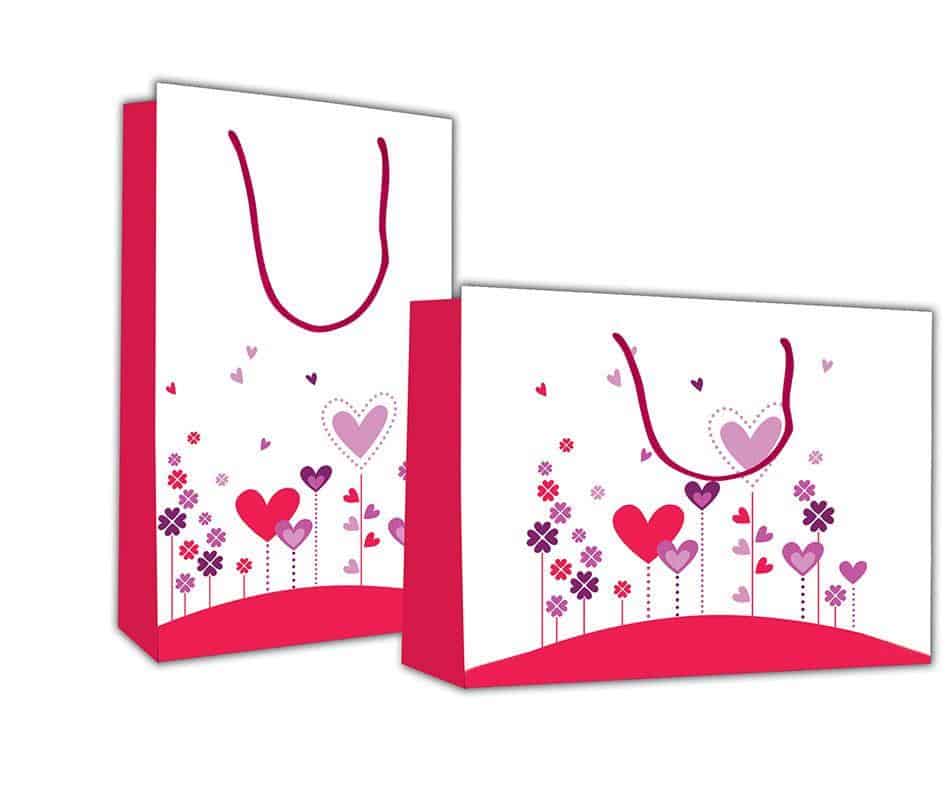 Next χάρτ. τσάντα Υ26x36x12 "Λουλούδια Καρδιές"