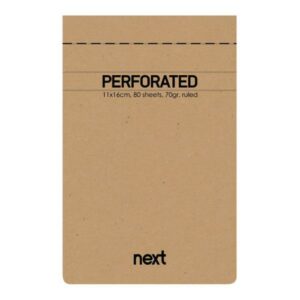 Next μπλοκ σημειώσεων perforated λευκό 11x16,5εκ., 80φ., 70γρ.