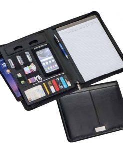 Portfolio με φερμουάρ δερμάτινο μαύρο Υ35x26.5x5εκ.