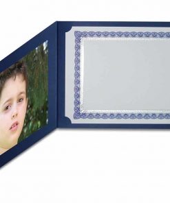 Next πολυτελής θήκη επαίνων-πτυχίων 3πλή μπλε 33x23εκ.