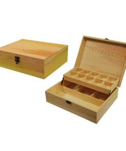 Κουτί ξύλινο με 2 επίπεδα και θήκες 22x28x9εκ.