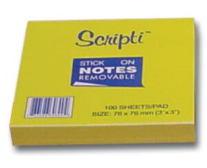 Αυτοκόλλητα χαρτάκια κίτρινα 7,6x7,6εκ. 100φ.