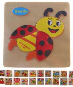 Εκπαιδευτικά παζλ ξύλινα 3D κοκτέηλ 10 σχέδια 14,5x14,5εκ.