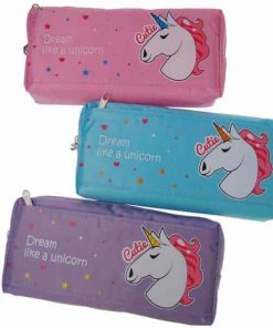 Κασετίνα "μονόκερος" κοκτέηλ 3 χρώματα 20x9,5εκ.