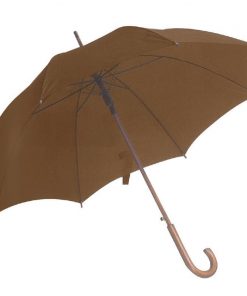 Ομπρέλα αυτόματη καφέ ξύλινη λαβή Ø105εκ