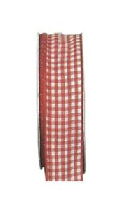 Κορδέλα καρώ με ούγια κόκκινη 6mm ρολό 45μ.