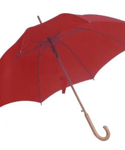 Ομπρέλα αυτόματη κόκκινη ξύλινη λαβή Ø105εκ.
