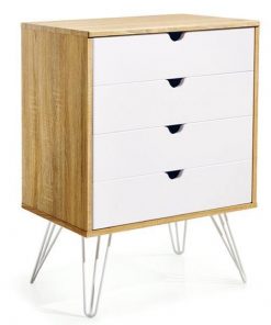 Συρταριέρα καφέ με 4 λευκά συρτάρια Y80x60x40εκ. βάθος