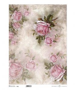 Ριζόχαρτο "pink roses" 42x29.7εκ.   (ITD-R066L)