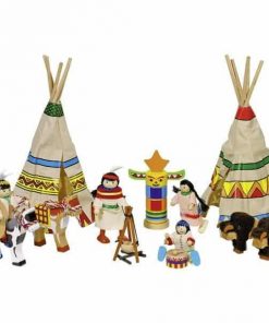 Goki σετ με ινδιάνους ξύλινο 14 τεμαχίων.