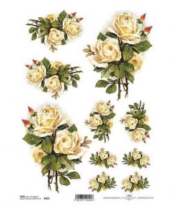 Ριζόχαρτο "white roses" 21x29εκ.   (ITD-R225)