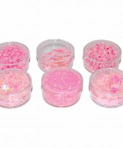 Χάντρες και πούλιες πλαστικές 6 σχέδια σε blister ροζ