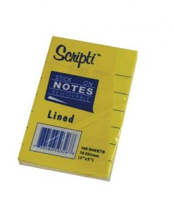 Αυτοκόλλητα χαρτάκια ριγέ κίτρινα 7,6x5,1εκ. 100φ.