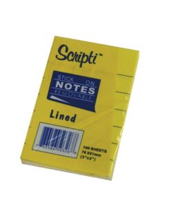 Αυτοκόλλητα χαρτάκια ριγέ κίτρινα 7,6x5,1εκ. 100φ.