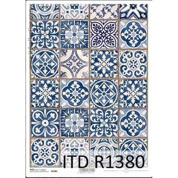 Ριζόχαρτο "Vintage-blue tiles" 21x29εκ. (ITD-R1380)