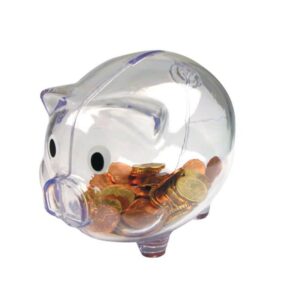 Κουμπαράς γουρουνάκι πλαστικός διάφανος Υ10,1x12,6x10εκ.