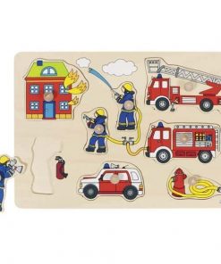 Goki παζλ - σφηνώματα ξύλινο "Πυροσβεστική" 30x21εκ. 8 τεμαχίων