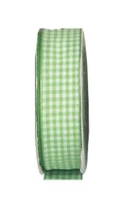 Κορδέλα καρώ με ούγια λαχανί 15mm ρολό 45μ.