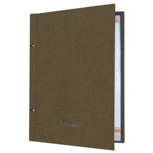 Next μενού εστιατορίου old leather καφέ με 10 ζελατίνες και βίδες 24x32εκ.