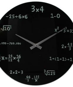 Ρολόι τοίχου γυάλινο μαύρο "mathematic" Ø35εκ.