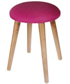 Σκαμπό υφασμάτινο Nextdeco φουξ με ξύλινα πόδια Υ37x35Ø εκ.