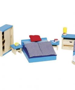 Goki σετ κρεβατοκάμαρας ξύλινο 14 τεμαχίων για κουκλόσπιτο.