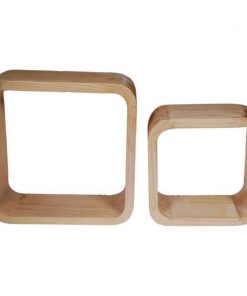 Ράφια τοίχου-κύβοι σετ 2 τεμ. από ξύλο μασίφ (Υ32,5x32x12εκ. - Υ25x25x12εκ.)