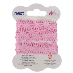 Κορδέλα ροζ μαργαρίτες 1,8 εκ x 3 μέτρα