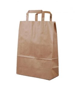 Next χάρτινη τσάντα καφέ με πλακέ χερούλι Υ28x22x10εκ. Δυνατότητα εκτύπωσης