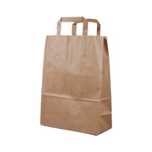 Next χάρτινη τσάντα καφέ με πλακέ χερούλι Υ28x22x10εκ. Δυνατότητα εκτύπωσης