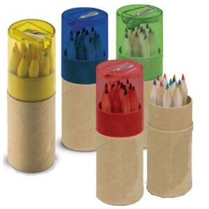 Ξυλομπογιές μίνι με ξύστρα σε κύλινδρο 12τμχ