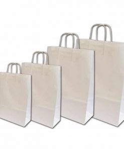 Next χάρτινη τσάντα λευκή με στριφτό χερούλι Υ22x18x8εκ. Δυνατότητα εκτύπωσης