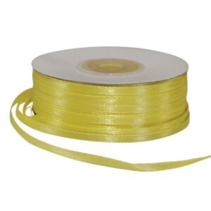 Κορδέλα σατέν διπλής όψης με ούγια κίτρινη 3χιλ.x100μ.