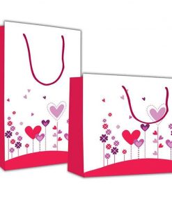 Next χάρτ. τσάντα Υ24x23x10 "Λουλούδια Καρδιές"