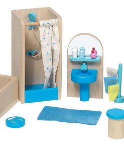 Goki σετ μπάνιο ξύλινο 17 τεμαχίων για κουκλόσπιτο.