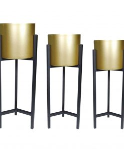 Κασπώ στρογγυλά σετ 3 χρυσό με μεταλλική μαύρη βάση