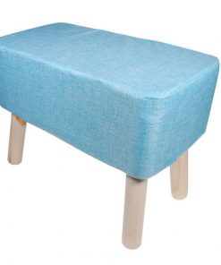 Σκαμπό υφασμάτινο Nextdeco γαλάζιο με ξύλινα πόδια Υ37x50x27εκ.